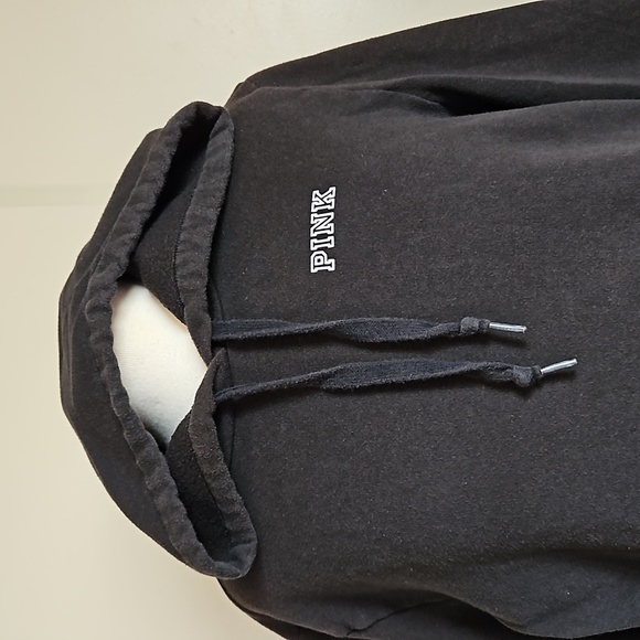 Pink Victoria's secret black pullover crop hoodie size medium - Picture 4 of 13